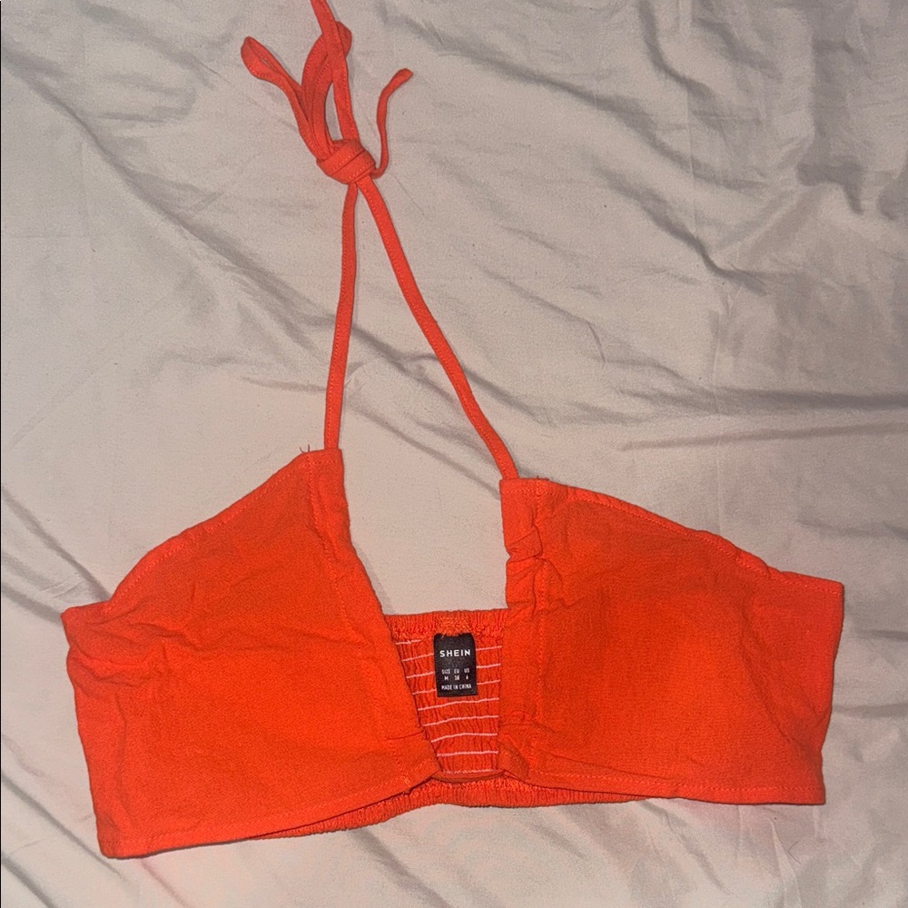 SHEIN Vibrant Orange Tie-Back Top